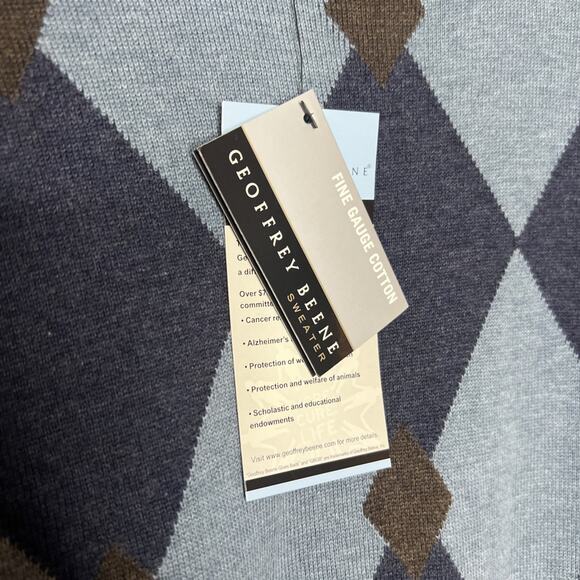 Geoffrey Beene Mens Pullover Argyle Sweater Size XL Pullover Preppy Cotton New - Picture 4 of 10
